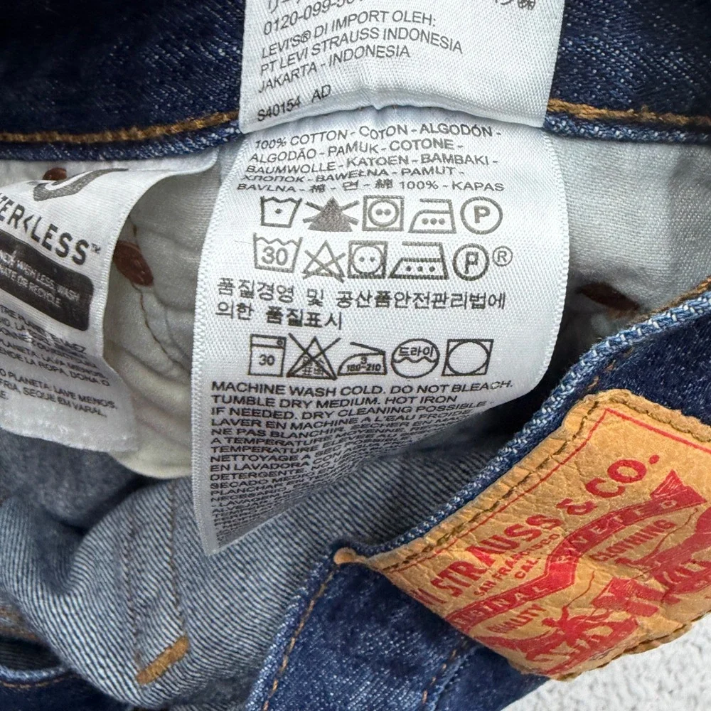 Levis 501 Original Fit Mens Jeans 35x34 Dark Wash Blue Straight Leg Button Fly